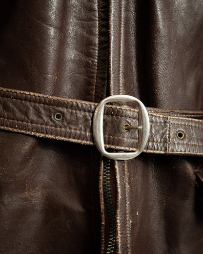 Vintage 1930s Swedish Horsehide Leather Motorcycle Jacket- Medium (40-42)
