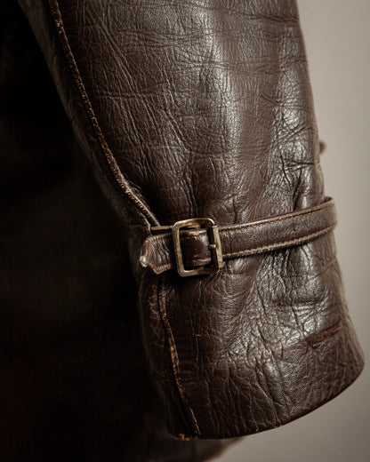 Vintage 1930s Swedish Horsehide Leather Motorcycle Jacket- Medium (40-42)