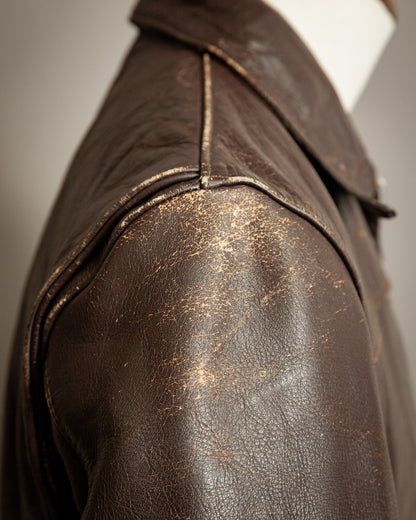 Vintage 1930s Swedish Horsehide Leather Motorcycle Jacket- Medium (40-42)