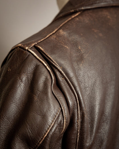 Vintage 1930s Swedish Horsehide Leather Motorcycle Jacket- Medium (40-42)