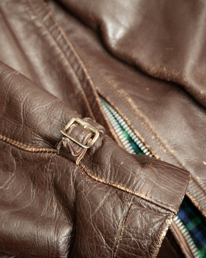 Vintage 1930s Swedish Horsehide Leather Motorcycle Jacket- Medium (40-42)
