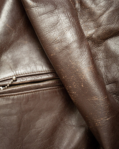 Vintage 1930s Swedish Horsehide Leather Motorcycle Jacket- Medium (40-42)