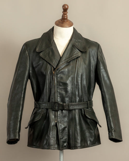 Vintage 1940s German Leather Motorcycle Dispatch Rider Jacket