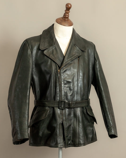 Vintage 1940s German Leather Motorcycle Dispatch Rider Jacket