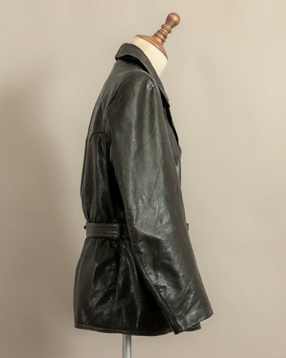 Vintage 1940s German Leather Motorcycle Dispatch Rider Jacket