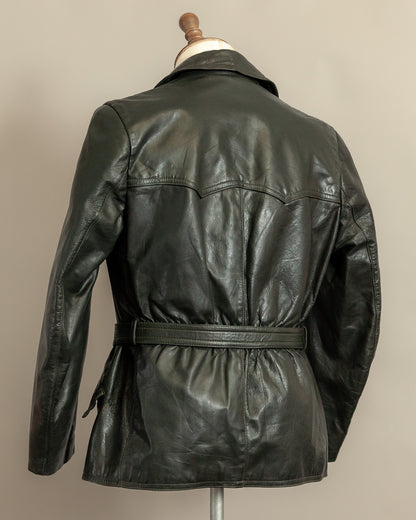 Vintage 1940s German Leather Motorcycle Dispatch Rider Jacket