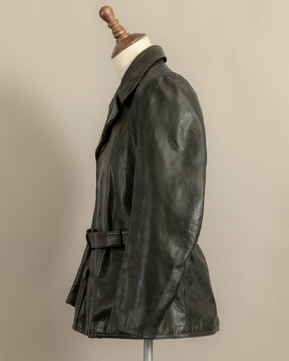 Vintage 1940s German Leather Motorcycle Dispatch Rider Jacket