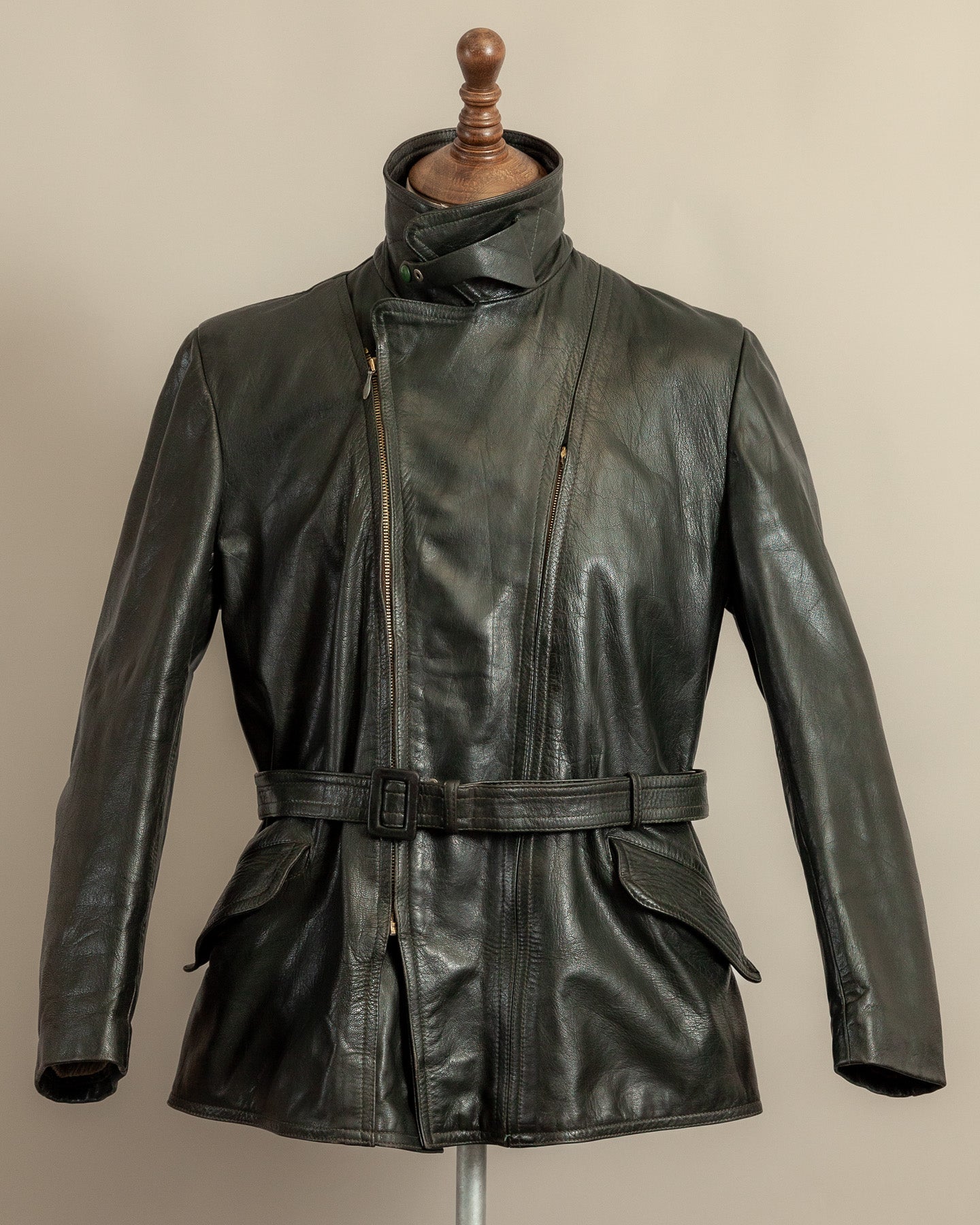 Vintage 1940s German Leather Motorcycle Dispatch Rider Jacket