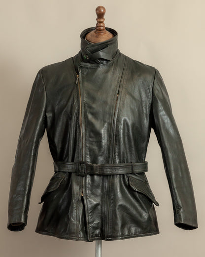Vintage 1940s German Leather Motorcycle Dispatch Rider Jacket