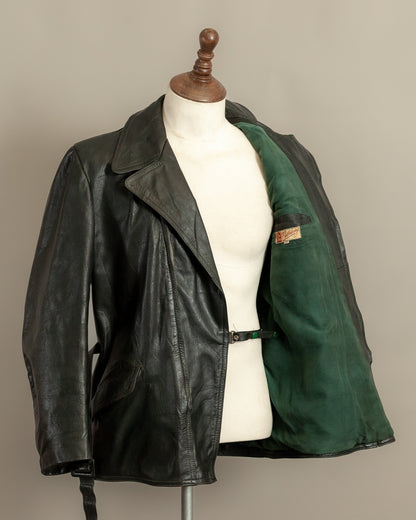Vintage 1940s German Leather Motorcycle Dispatch Rider Jacket