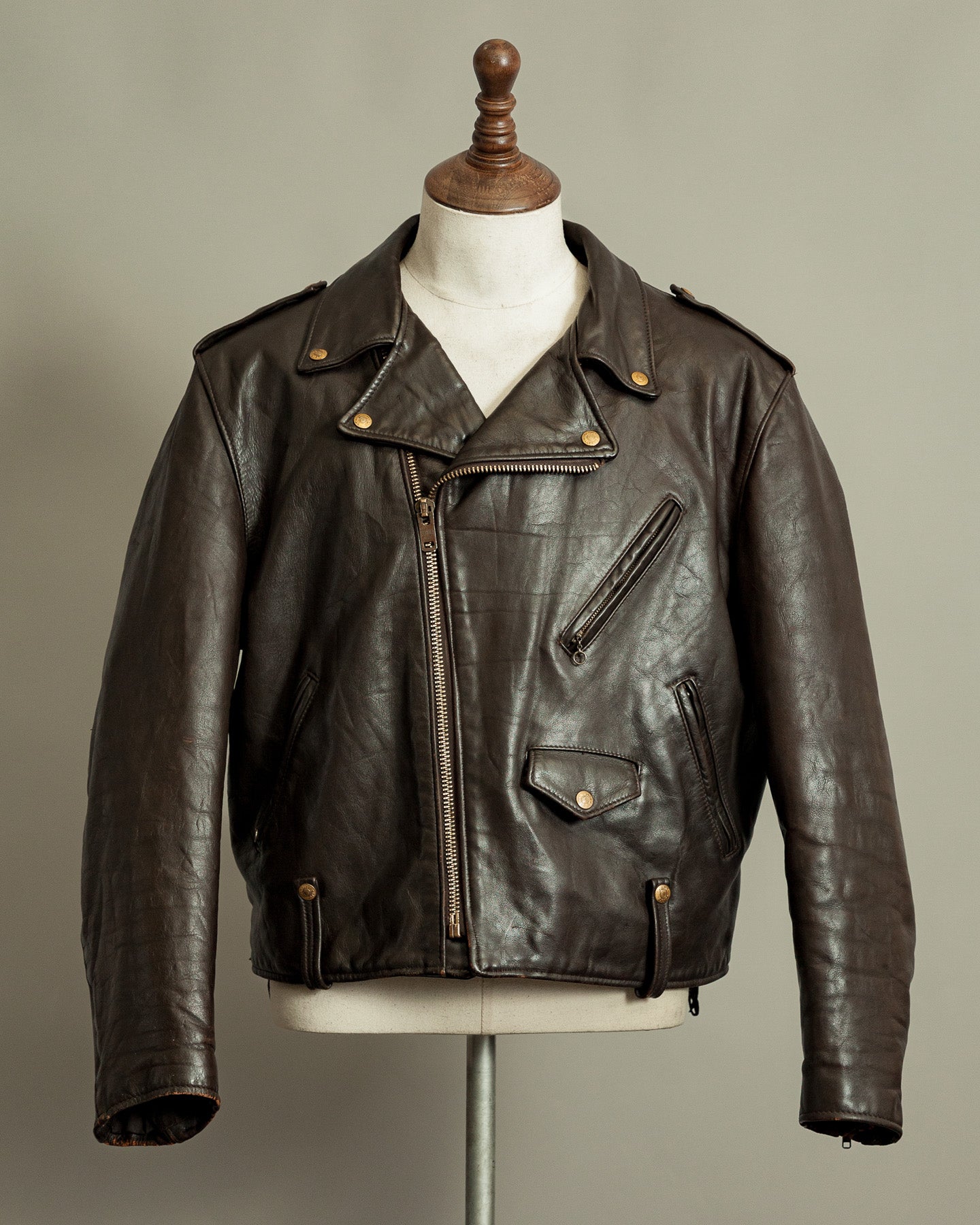 Vintage 1983–84 Schott Perfecto 115 Brown Cowhide Double Riders Jacket