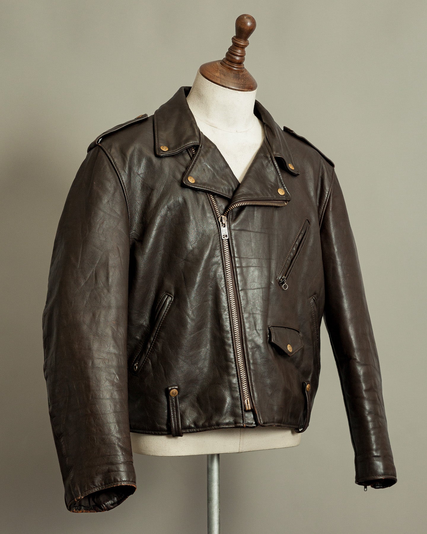 Vintage 1983–84 Schott Perfecto 115 Brown Cowhide Double Riders Jacket