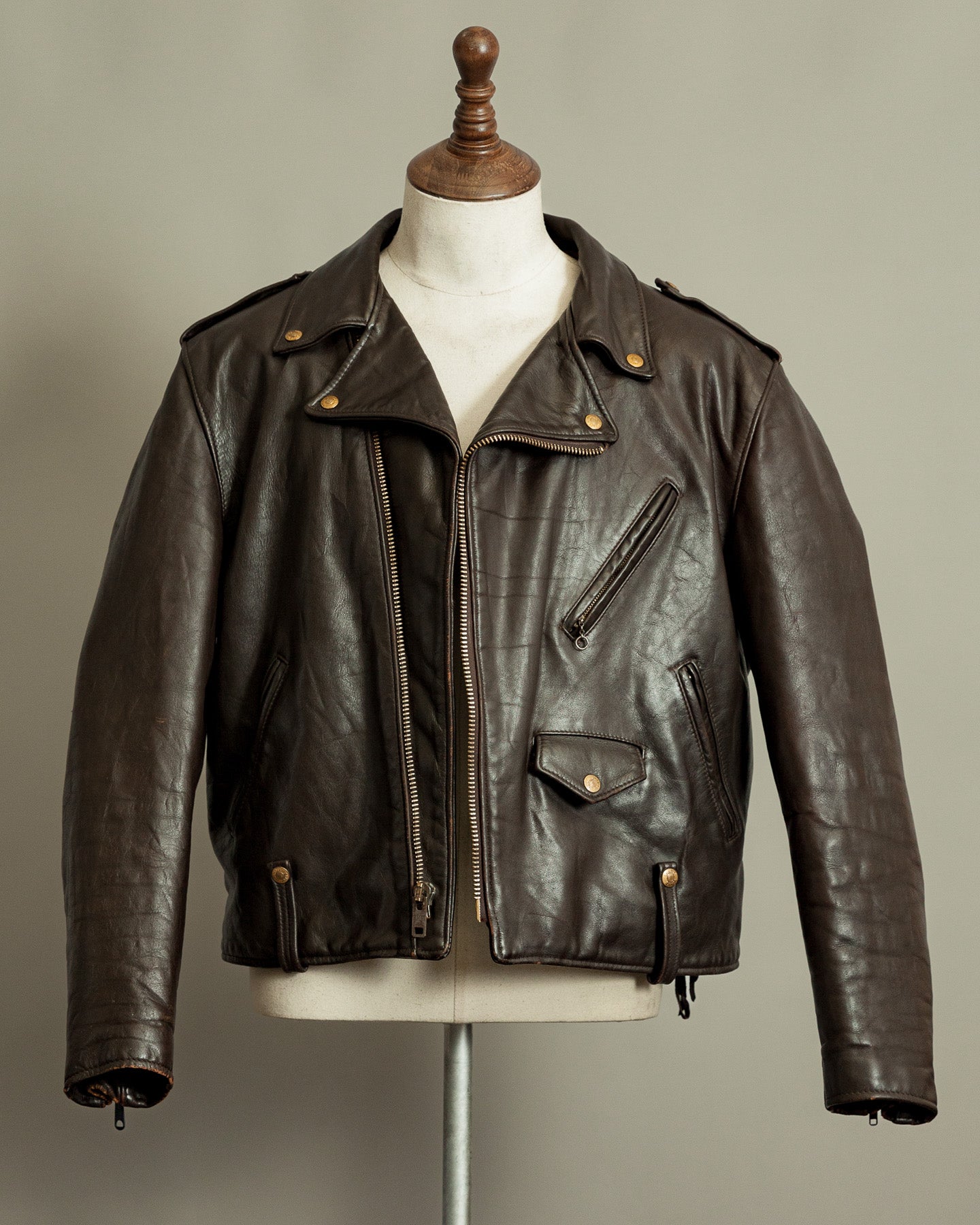 Vintage 1983–84 Schott Perfecto 115 Brown Cowhide Double Riders Jacket
