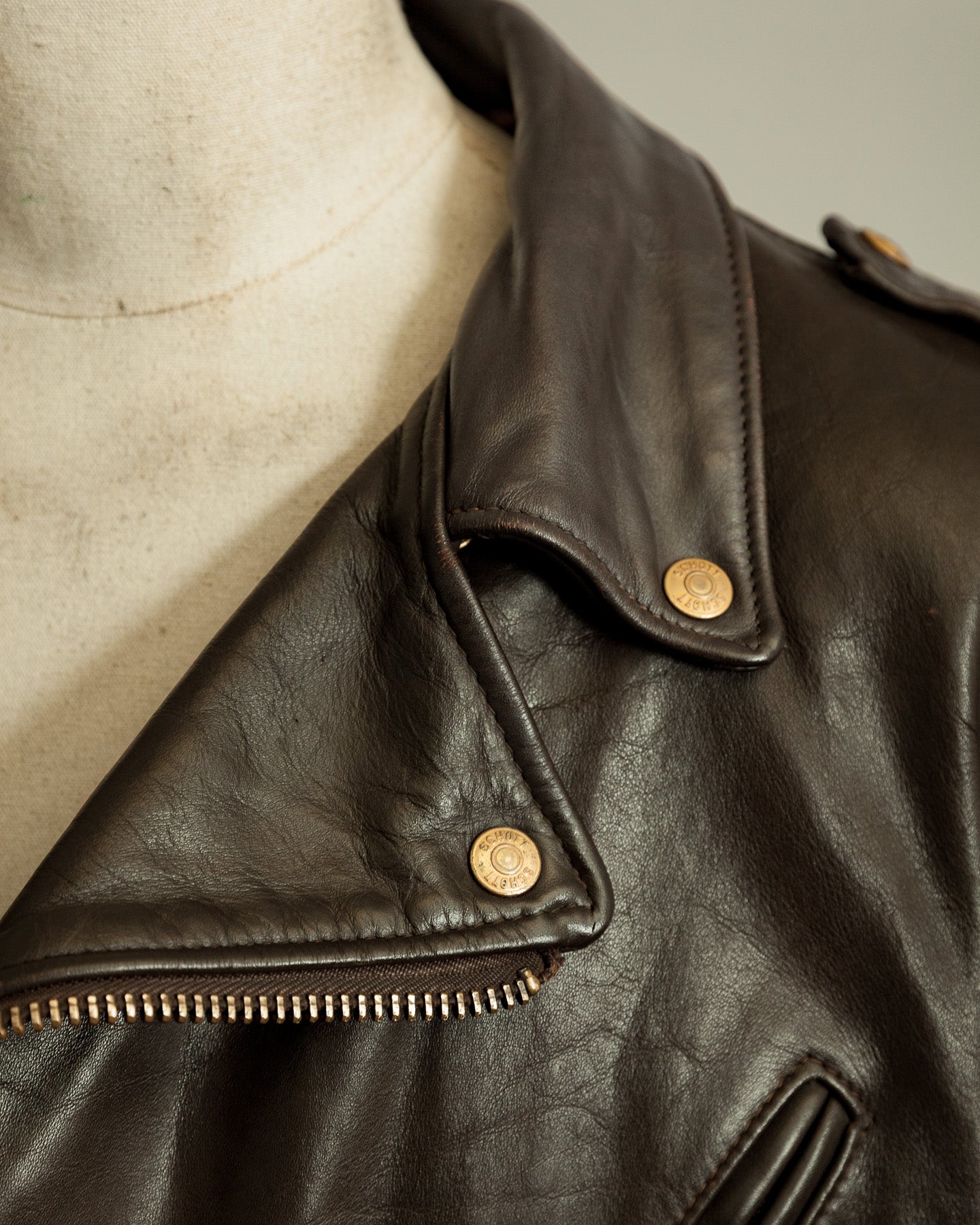 Vintage 1983–84 Schott Perfecto 115 Brown Cowhide Double Riders Jacket