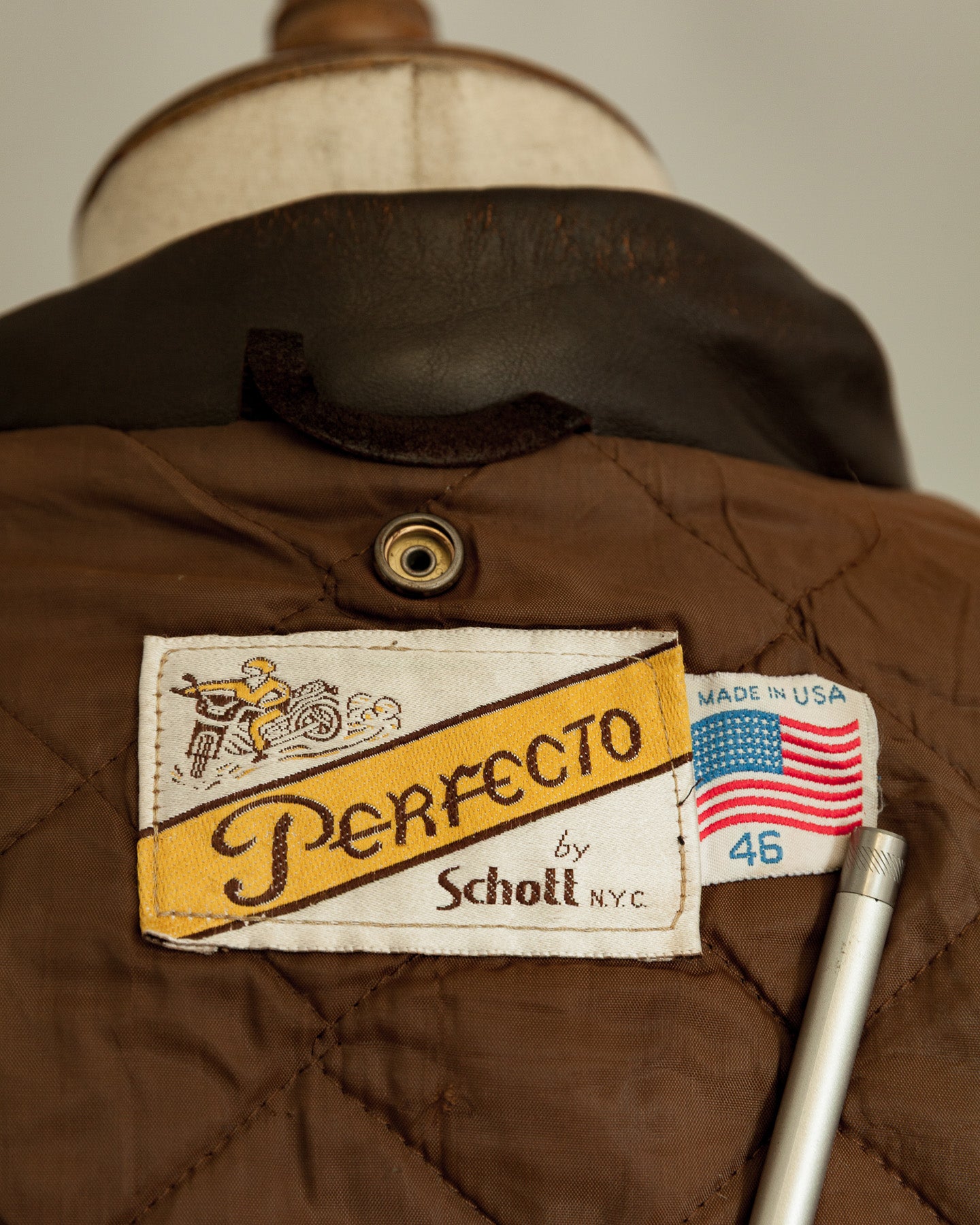 Vintage 1983–84 Schott Perfecto 115 Brown Cowhide Double Riders Jacket