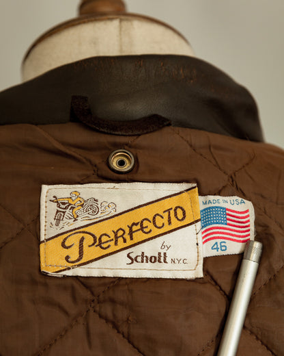 Vintage 1983–84 Schott Perfecto 115 Brown Cowhide Double Riders Jacket