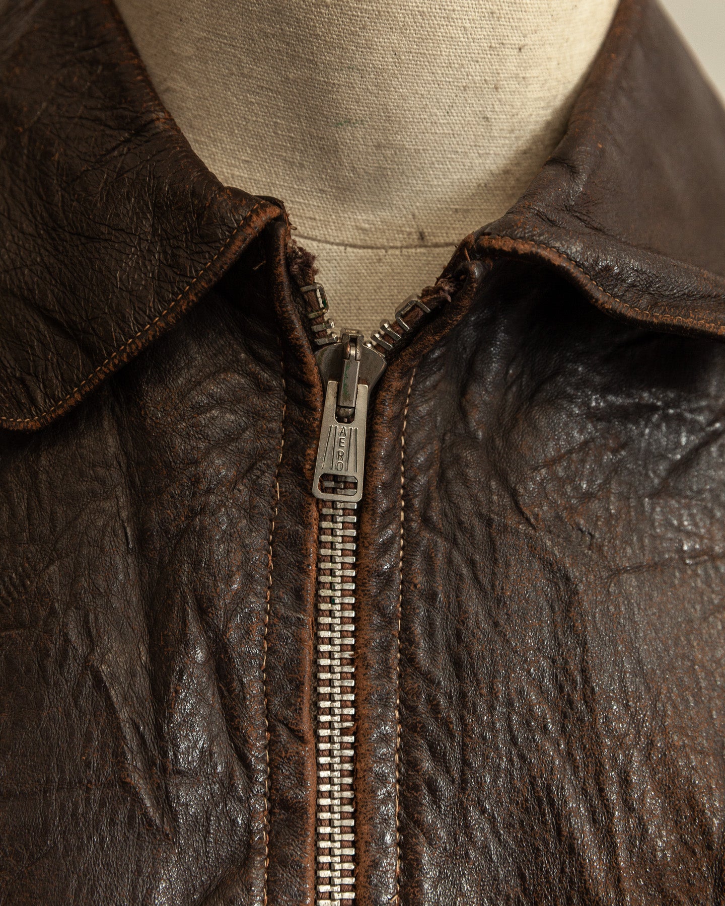 Vintage Late 1920s–1930s Interwar Horsehide Leather Motorcycle Jacket | Aero Zips