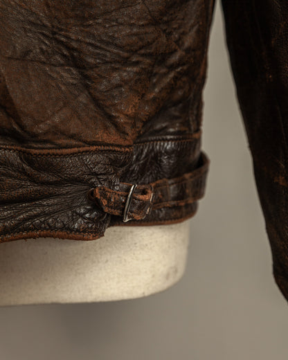 Vintage Late 1920s–1930s Interwar Horsehide Leather Motorcycle Jacket | Aero Zips