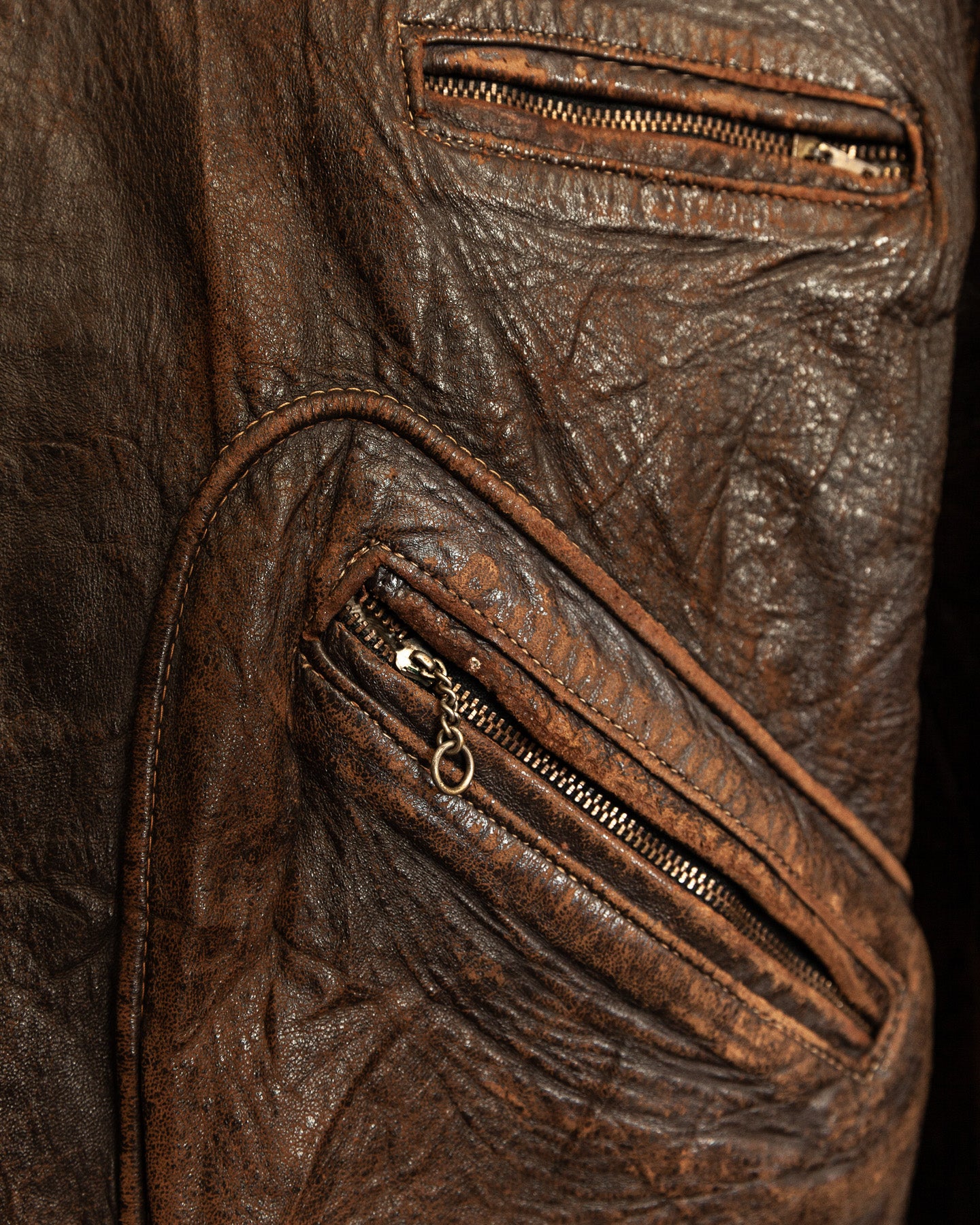 Vintage Late 1920s–1930s Interwar Horsehide Leather Motorcycle Jacket | Aero Zips