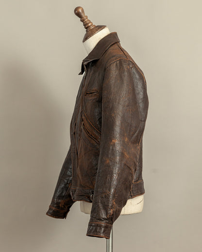 Vintage Late 1920s–1930s Interwar Horsehide Leather Motorcycle Jacket | Aero Zips