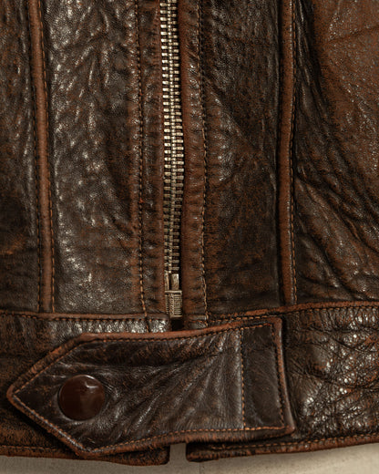 Vintage Late 1920s–1930s Interwar Horsehide Leather Motorcycle Jacket | Aero Zips