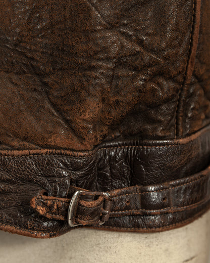 Vintage Late 1920s–1930s Interwar Horsehide Leather Motorcycle Jacket | Aero Zips