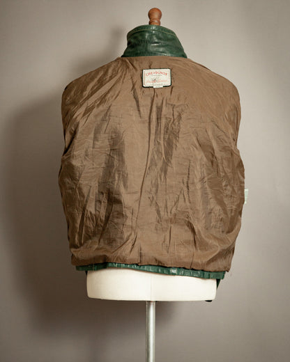 Vintage 1980s Chevignon Green Leather Biker Jacket – Large (42 -44 Short)