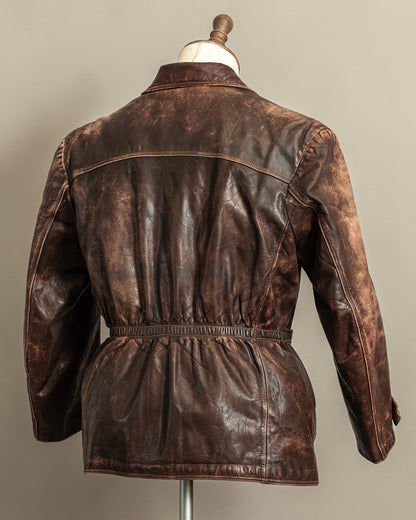 1940s German Horsehide Leather Motorcycle Jacket Ries Zips