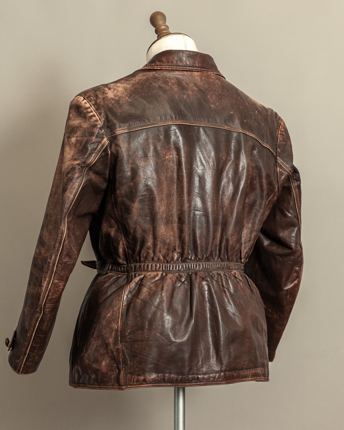 1940s German Horsehide Leather Motorcycle Jacket Ries Zips