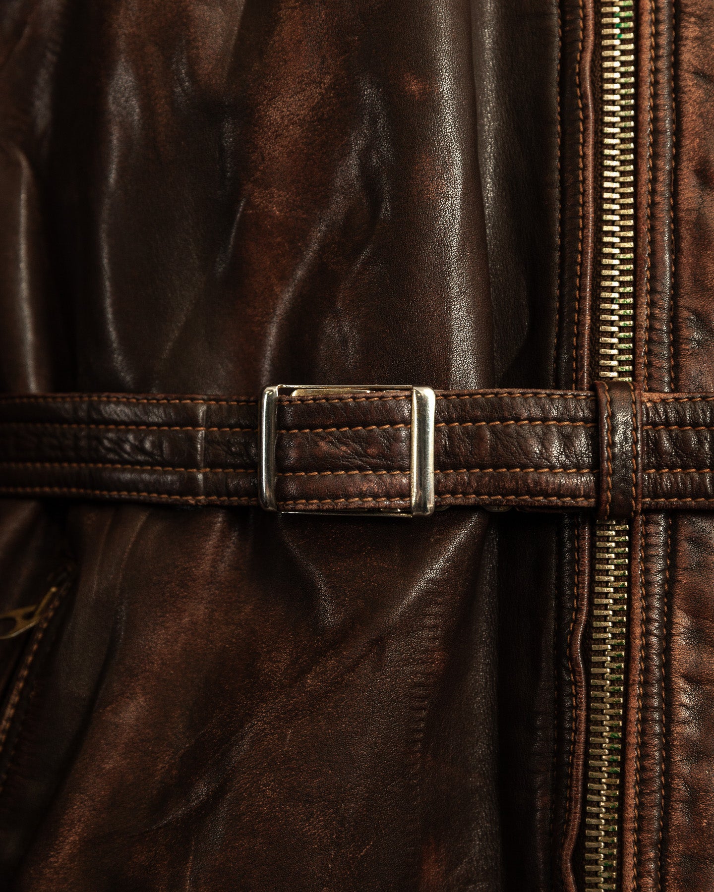 1940s German Horsehide Leather Motorcycle Jacket Ries Zips