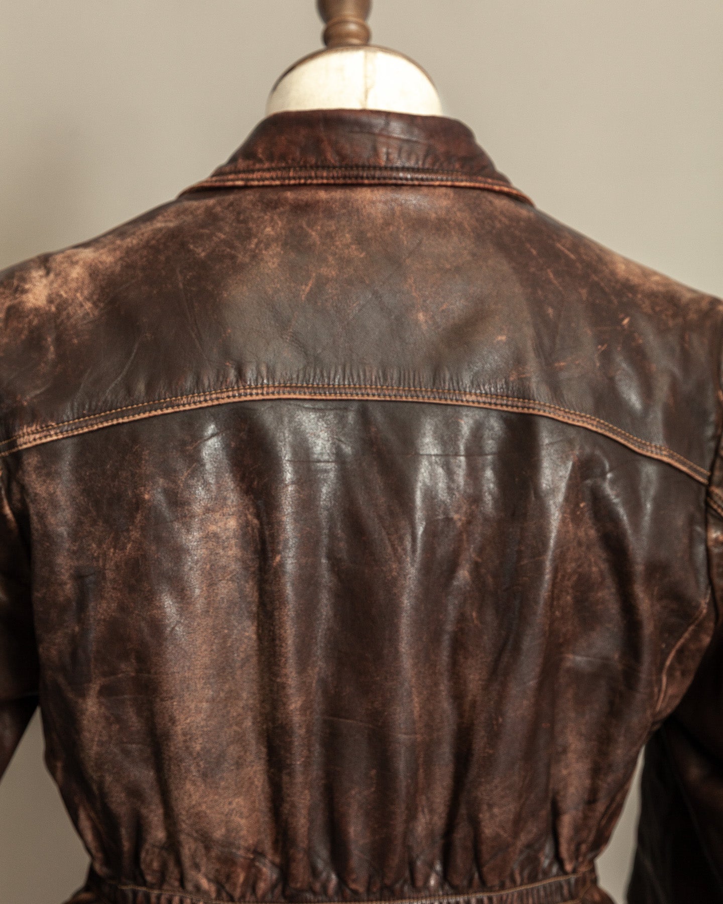1940s German Horsehide Leather Motorcycle Jacket Ries Zips