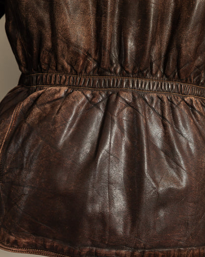 1940s German Horsehide Leather Motorcycle Jacket Ries Zips