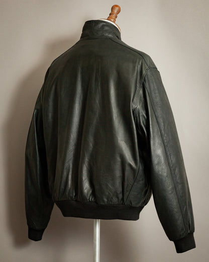 Chevignon 1980s Navy Blue Leather Bomber Jacket – XXL (46-48)
