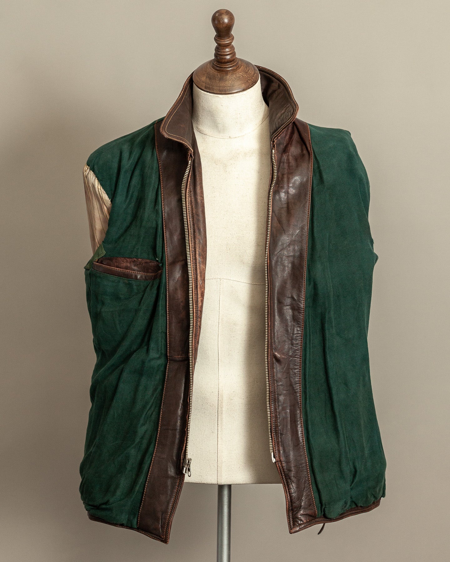 1940s German Horsehide Leather Motorcycle Jacket Ries Zips