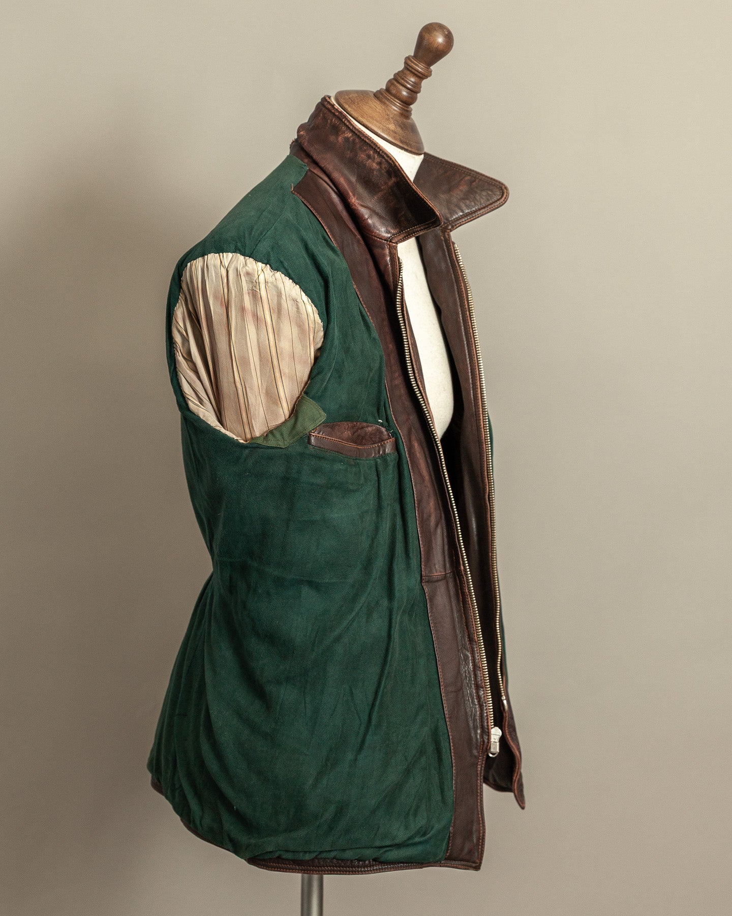 1940s German Horsehide Leather Motorcycle Jacket Ries Zips