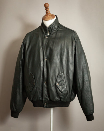 Chevignon 1980s Navy Blue Leather Bomber Jacket – XXL (46-48)