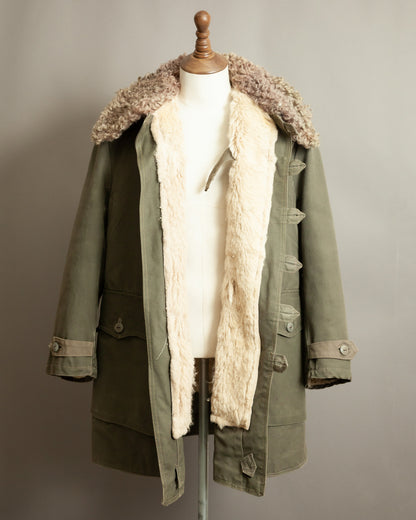 WWII 1944 Örebro M1909 Swedish Army Sheepskin-Lined Canvas Field Coat M (42)