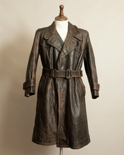 WWII German Senior Officer Leather Trench Coat, circa 1940s