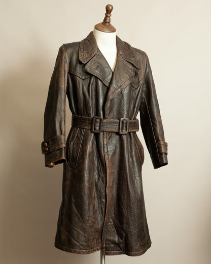 WWII German Senior Officer Leather Trench Coat, circa 1940s