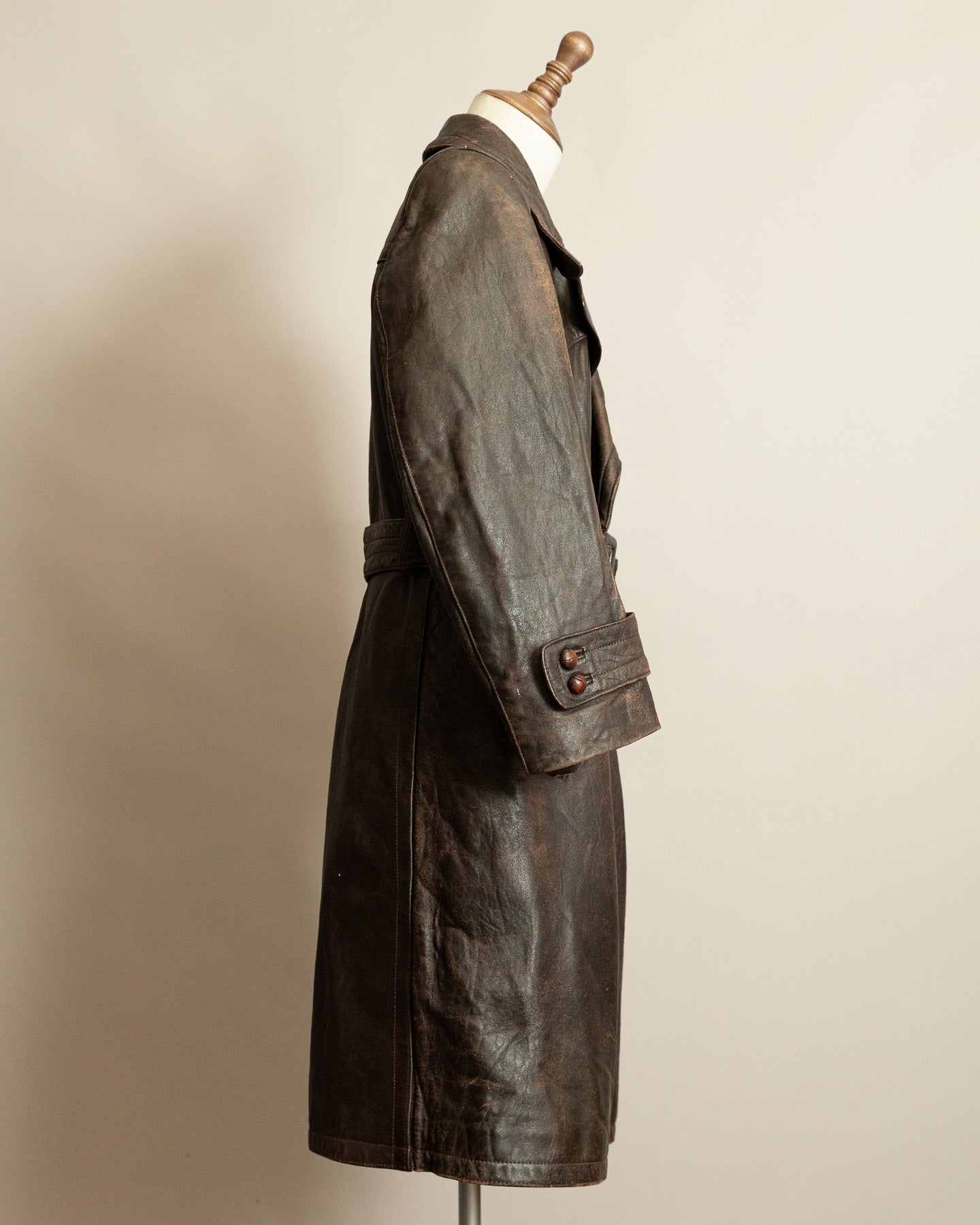 WWII German Senior Officer Leather Trench Coat, circa 1940s