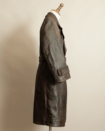 WWII German Senior Officer Leather Trench Coat, circa 1940s
