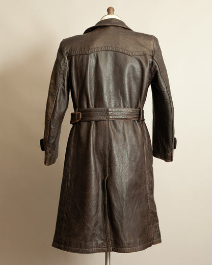 WWII German Senior Officer Leather Trench Coat, circa 1940s