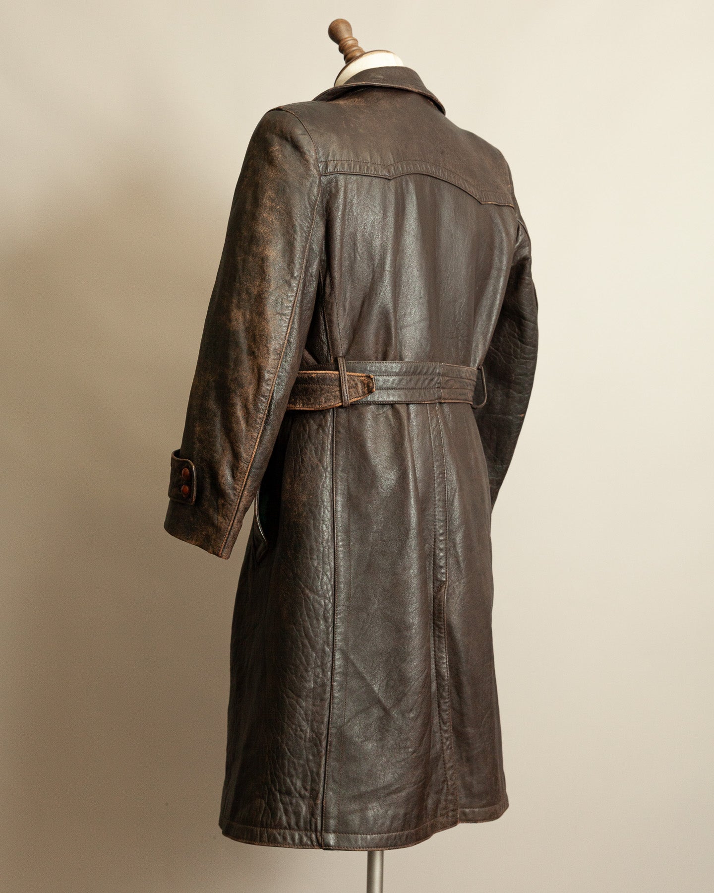 WWII German Senior Officer Leather Trench Coat, circa 1940s