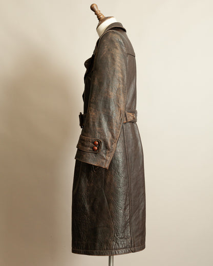 WWII German Senior Officer Leather Trench Coat, circa 1940s