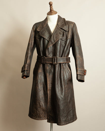 WWII German Senior Officer Leather Trench Coat, circa 1940s