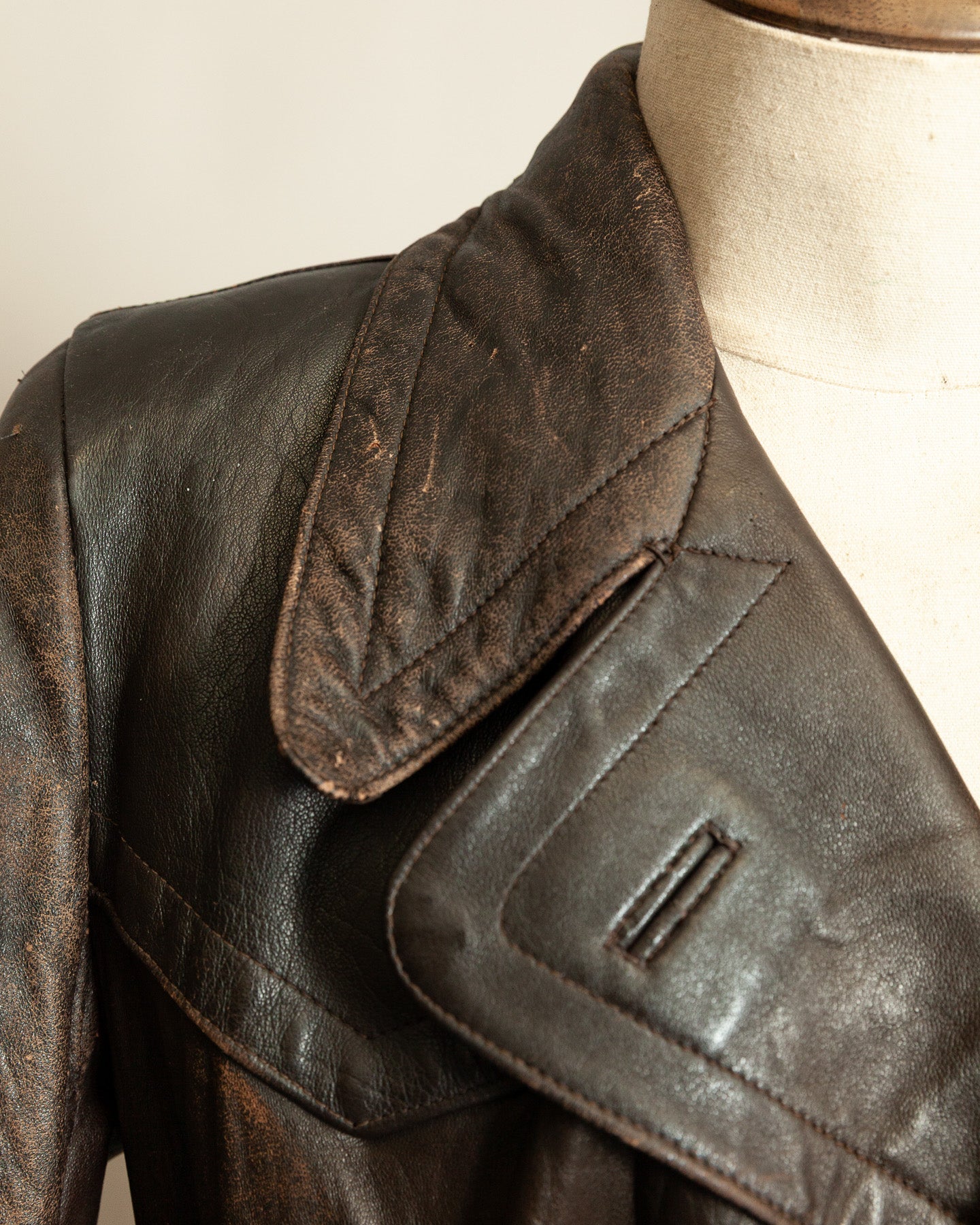 WWII German Senior Officer Leather Trench Coat, circa 1940s