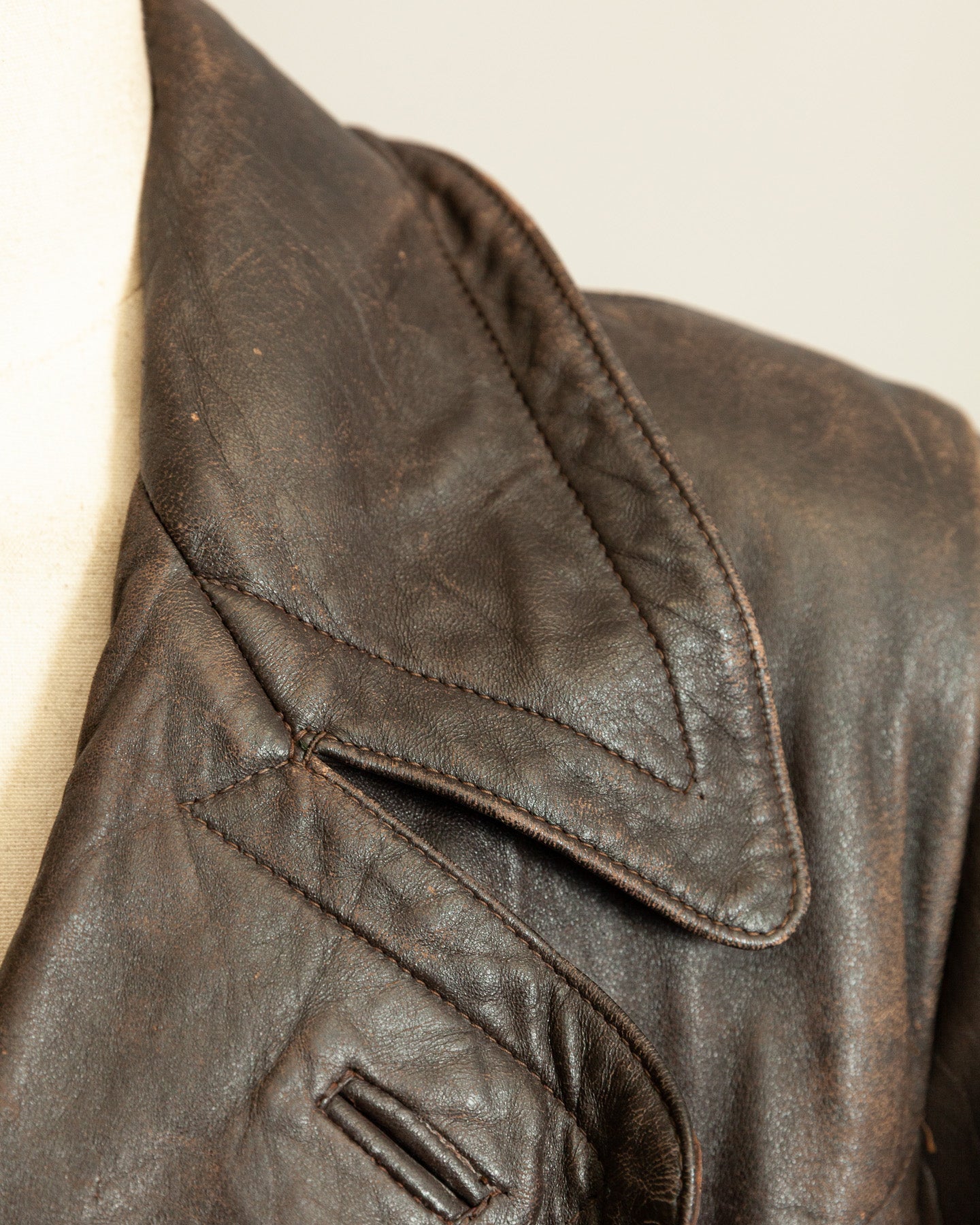 WWII German Senior Officer Leather Trench Coat, circa 1940s