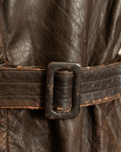 WWII German Senior Officer Leather Trench Coat, circa 1940s