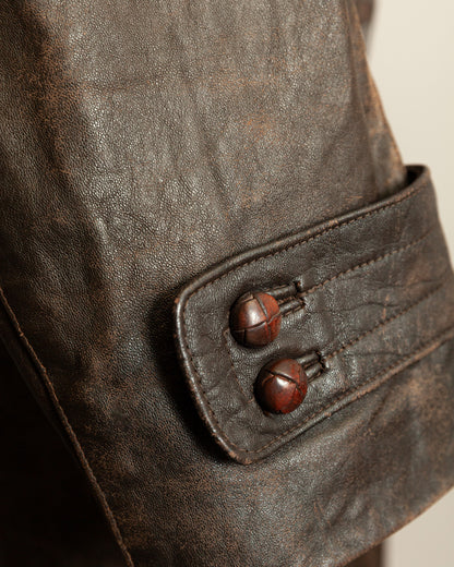 WWII German Senior Officer Leather Trench Coat, circa 1940s
