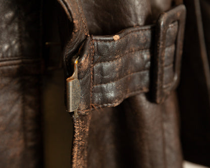 WWII German Senior Officer Leather Trench Coat, circa 1940s
